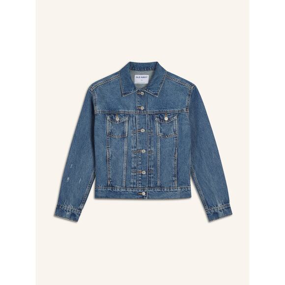 Old Navy Jackets & Blazers - Old Navy Relaxed Classic Jean Jacket 4X NWT Button Front Collared Coat Blue